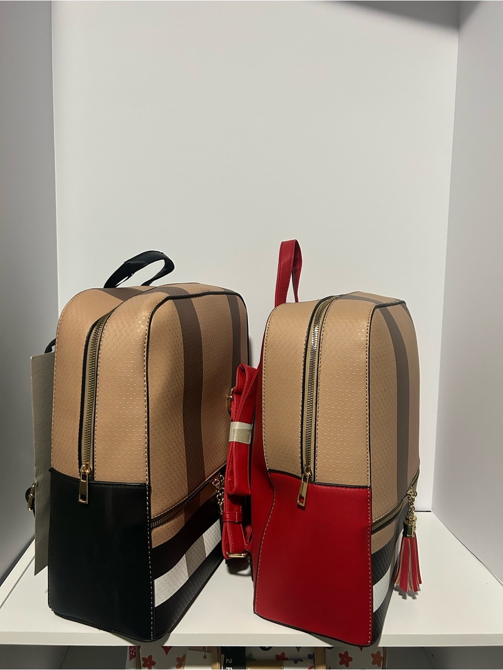 Men's Two-Tone Beige and Black Travel Backpack